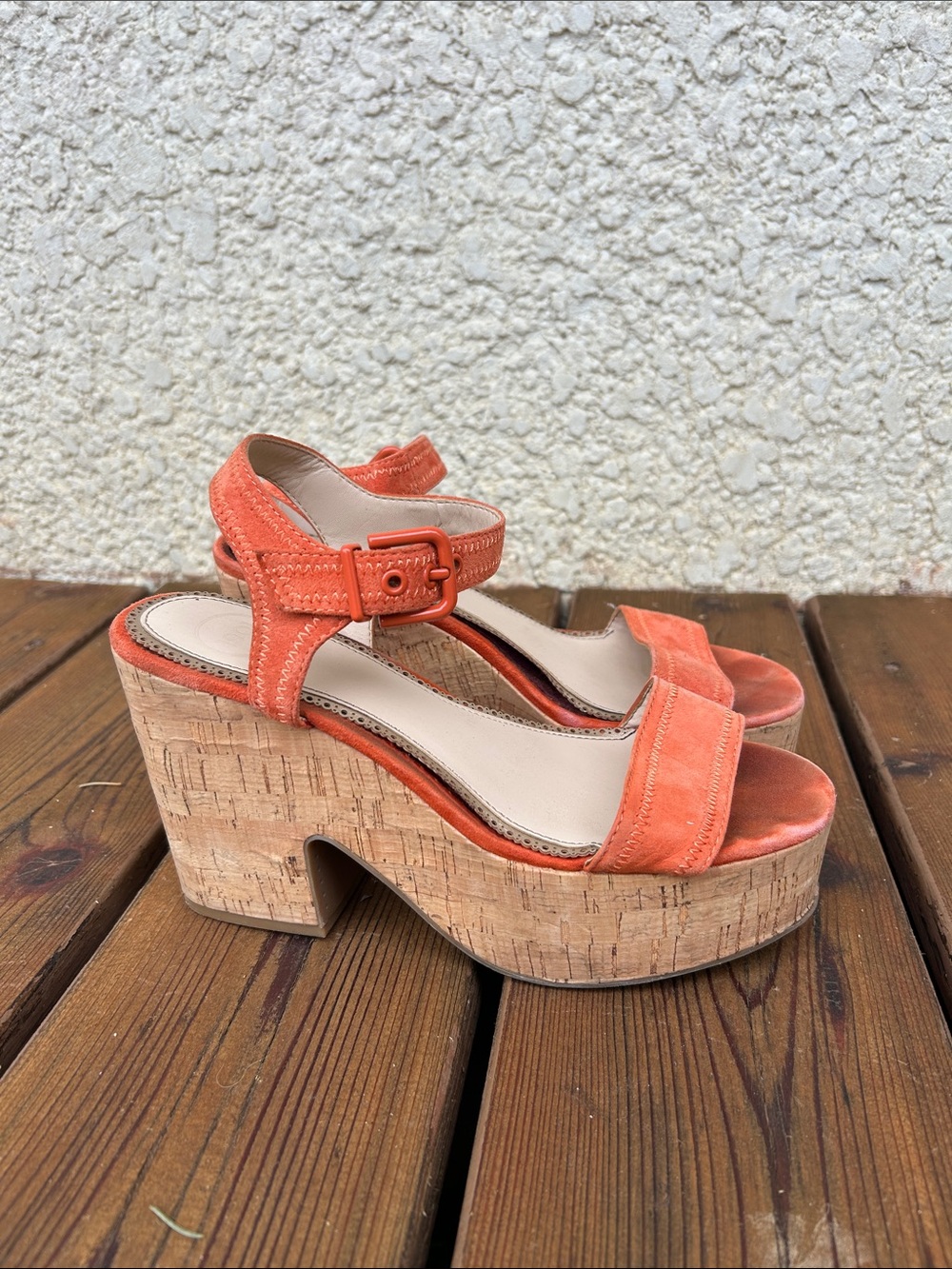 1901 Coral Suede Cork Platform Sandals